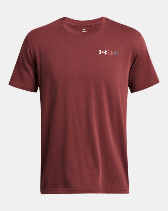 Men's UA Heavyweight Left Chest Logo Repeat Short Sleeve in Red image number 2